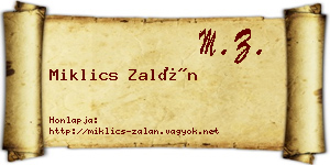 Miklics Zalán névjegykártya